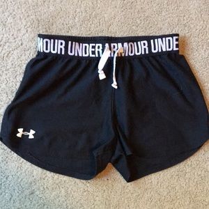 Black spandex Under Armour shorts.